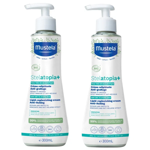 Zestaw 2 x Mustela Stelatopia+, krem uzupełniający lipidy, 300 ml