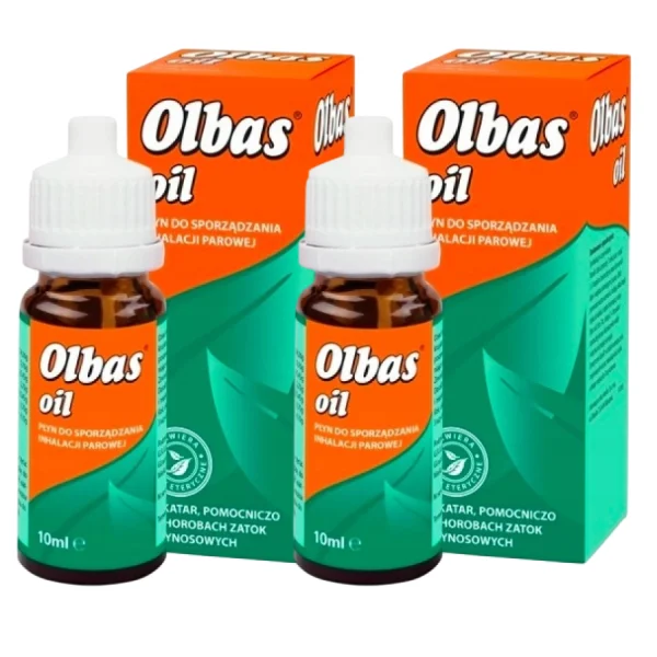 Zestaw 2 x Olbas Oil, płyn do sporządzania inhalacji parowej, 10 ml