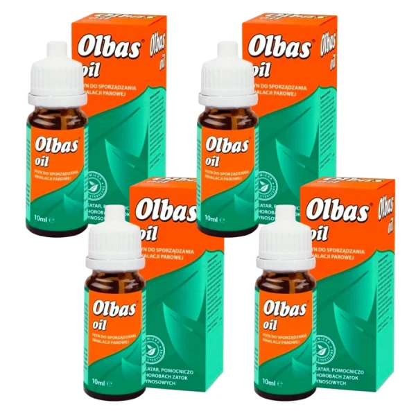 Zestaw 4 x Olbas Oil, płyn do sporządzania inhalacji parowej, 10 ml