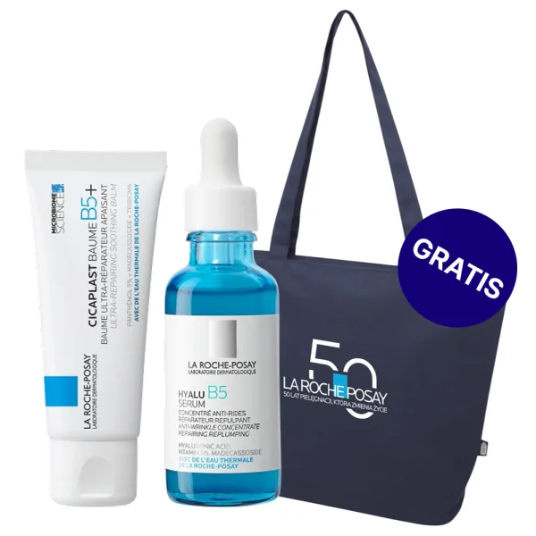 Zestaw La Roche-Posay Cicaplast Baume B5+, kojący balsam regenerujący, 40 ml + La Roche-Posay Hyalu B5, serum przeciwzmarszczkowe, 30 ml