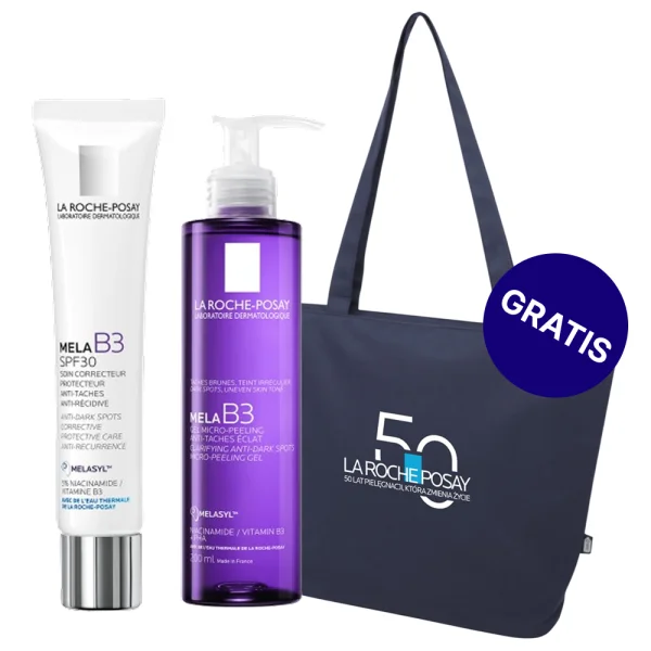 Zestaw La Roche-Posay Mela B3, krem przeciw przebarwieniom, 40 ml + La Roche-Posay Mela B3, żel mikropeelingujący do twarzy, 200 ml
