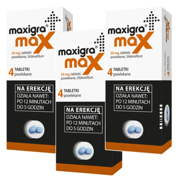 Zestaw Maxigra Max 50 mg, 4 tabletki powlekane, 3 sztuki