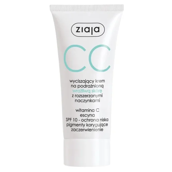 Ziaja CC, wyciszający krem na podrażnioną, wrażliwą skórę z rozszerzonymi naczynkami, 50 ml