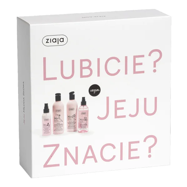 Zestaw Ziaja Jeju Różowa, żel pod prysznic i do kąpieli, 300 ml + szampon do włosów, 300 ml + dwufazowa odżywka do włosów, 125 ml + mgiełka do twarzy i ciała, 200 ml