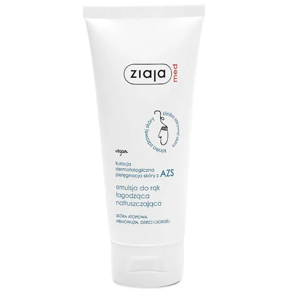 Ziaja Med, Kuracja Dermatologiczna AZS, emulsja do rąk łagodząco-natłuszczająca, 100 ml