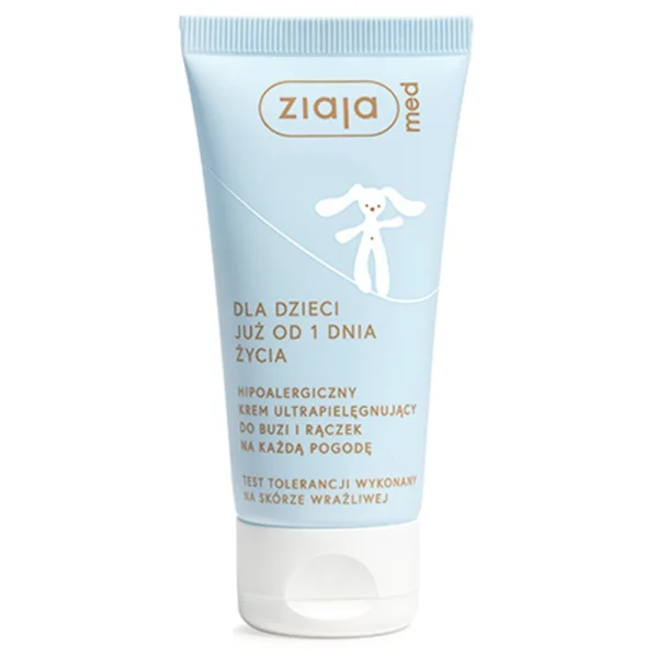 Ziaja Med, hipoalergiczny krem ultrapielęgnujący do buzi i rączek na każdą pogodę, od 1 dnia życia, 50 ml