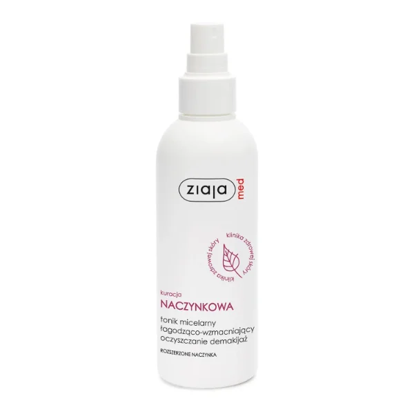 Ziaja Med Kuracja naczynkowa, tonik micelarny łagodząco-wzmacniający, oczyszczanie i demakijaż, spray, 200 ml