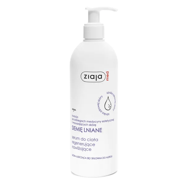 Ziaja Med Siemię Lniane, regenerująco-nawilżające serum do ciała, skóra łuszcząca się i skłonna do alergii, 400 ml
