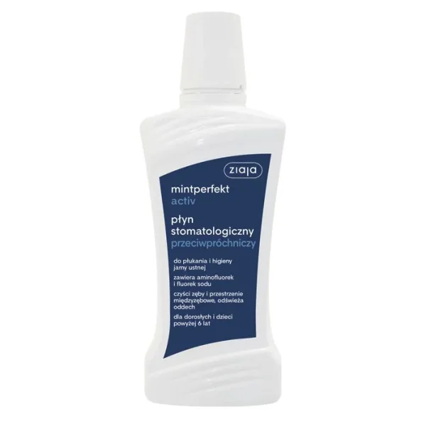 Ziaja Mintperfekt Activ, płyn stomatologiczny do płukania jamy ustnej, przeciwpróchniczy, 500 ml