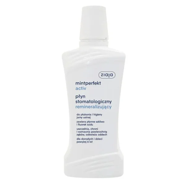 Ziaja Mintperfekt Activ, płyn stomatologiczny do płukania jamy ustnej, remineralizujący, 500 ml