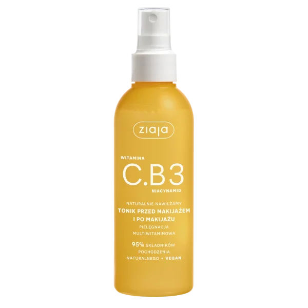 Ziaja Witamina C.B3 Niacynamid, tonik przed makijażem i po makijażu, spray, 190 ml