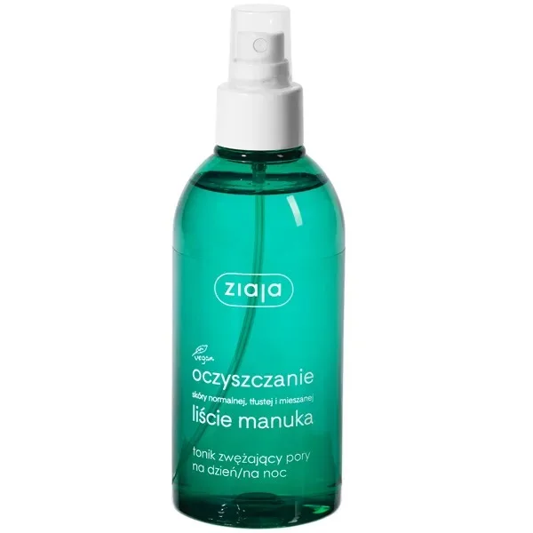 Ziaja Oczyszczanie, liście manuka, tonik zwężajacy pory, na dzień i na noc, 200 ml