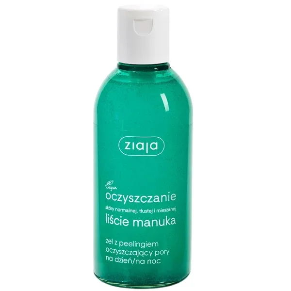 Ziaja Oczyszczanie, liście manuka, żel z peelingiem oczyszczający pory, na dzień i na noc, 200 ml