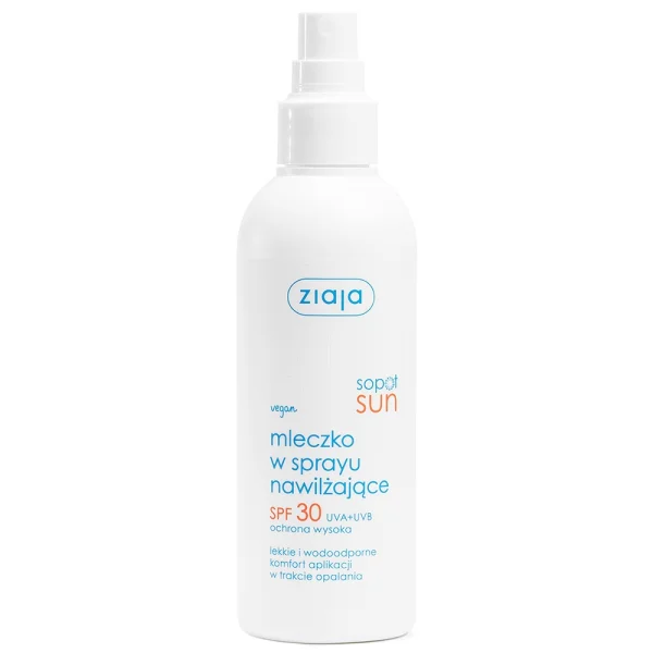 Ziaja Sopot Sun, mleczko nawilżające, spray, SPF 30, 170 ml