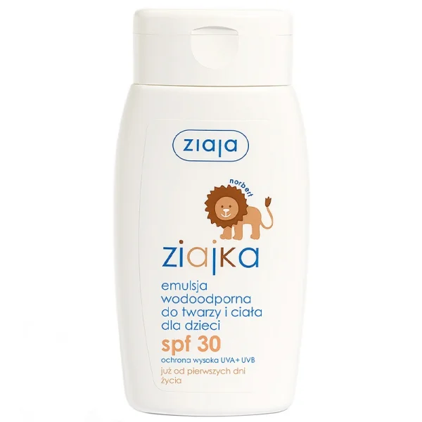 Ziajka, wodoodporna emulsja do opalania dla dzieci, od urodzenia, SPF 30, 125 ml