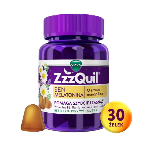 ZzzQuil Natura, żelki, smak mango-banan, 30 sztuk